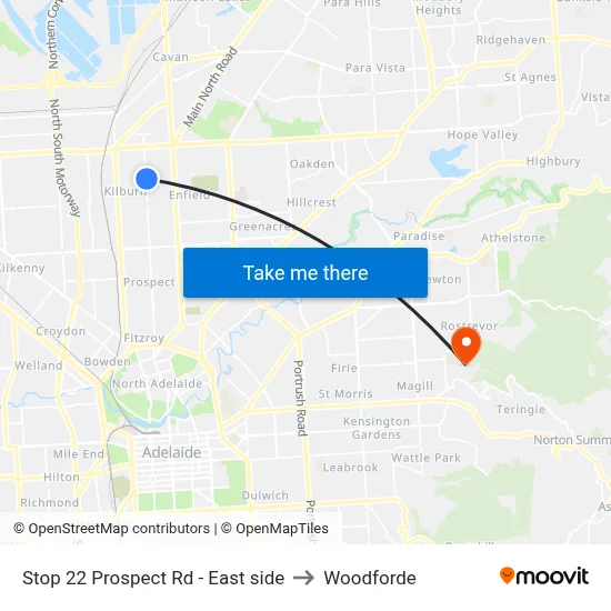Stop 22 Prospect Rd - East side to Woodforde map