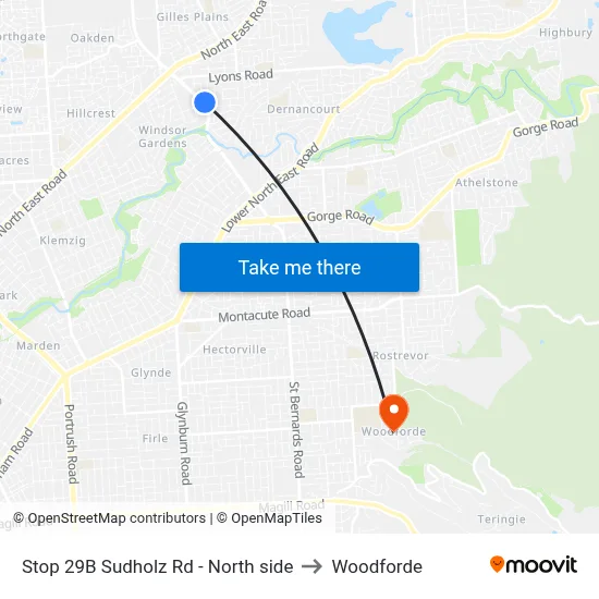 Stop 29B Sudholz Rd - North side to Woodforde map