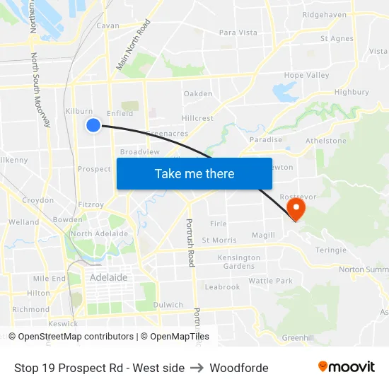 Stop 19 Prospect Rd - West side to Woodforde map