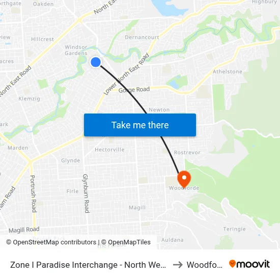 Zone I Paradise Interchange - North West side to Woodforde map