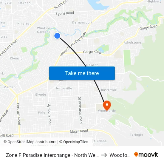 Zone F Paradise Interchange - North West side to Woodforde map