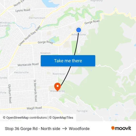 Stop 36 Gorge Rd - North side to Woodforde map