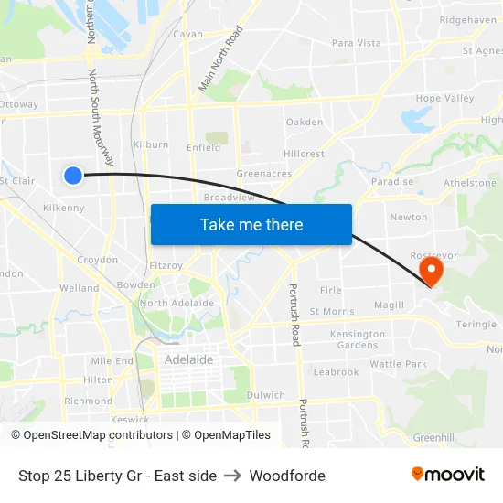 Stop 25 Liberty Gr - East side to Woodforde map