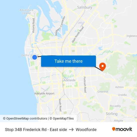 Stop 34B Frederick Rd - East side to Woodforde map