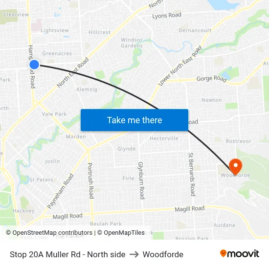 Stop 20A Muller Rd - North side to Woodforde map
