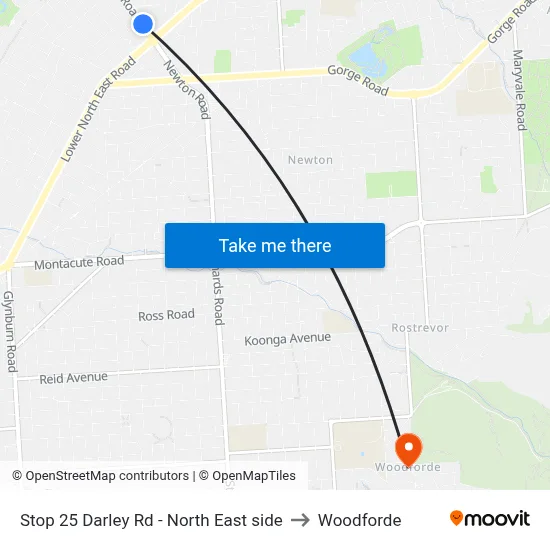 Stop 25 Darley Rd - North East side to Woodforde map