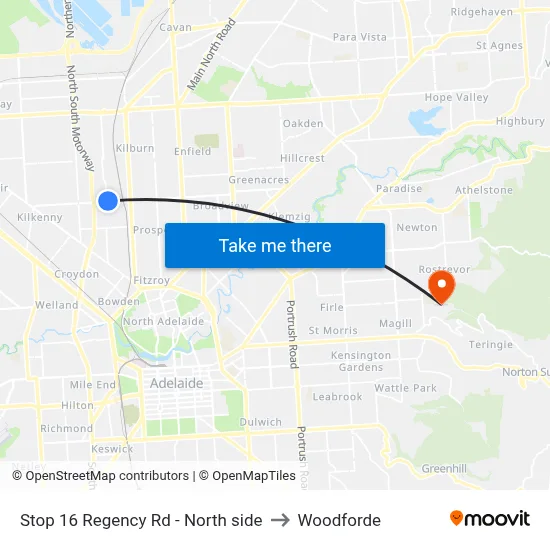 Stop 16 Regency Rd - North side to Woodforde map