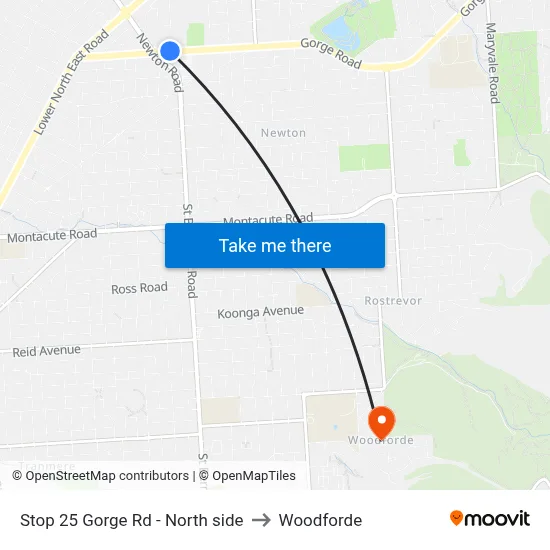 Stop 25 Gorge Rd - North side to Woodforde map