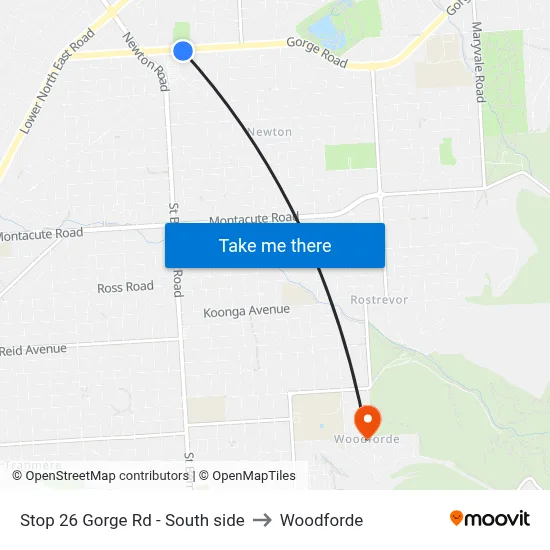 Stop 26 Gorge Rd - South side to Woodforde map