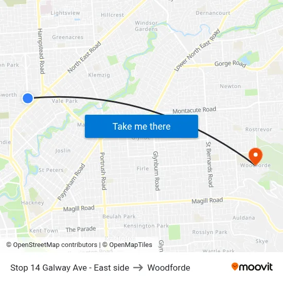 Stop 14 Galway Ave - East side to Woodforde map