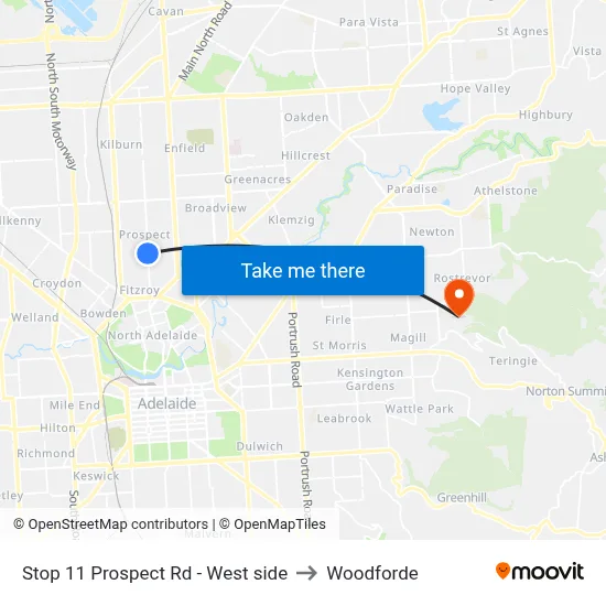 Stop 11 Prospect Rd - West side to Woodforde map