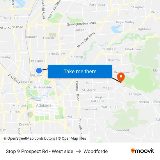 Stop 9 Prospect Rd - West side to Woodforde map