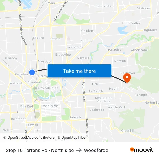 Stop 10 Torrens Rd - North side to Woodforde map