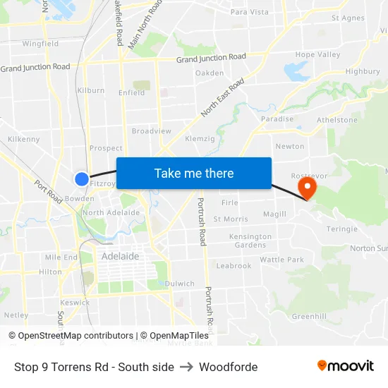 Stop 9 Torrens Rd - South side to Woodforde map