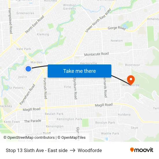 Stop 13 Sixth Ave - East side to Woodforde map