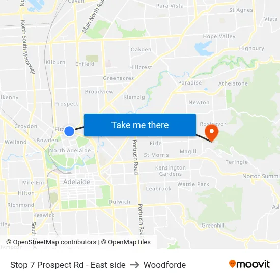 Stop 7 Prospect Rd - East side to Woodforde map