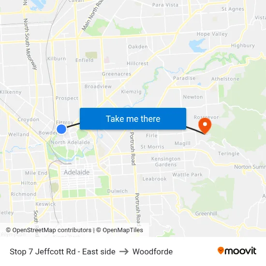 Stop 7 Jeffcott Rd - East side to Woodforde map