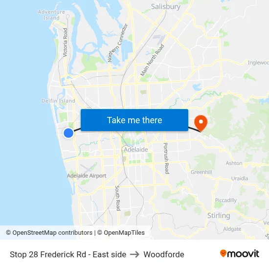 Stop 28 Frederick Rd - East side to Woodforde map