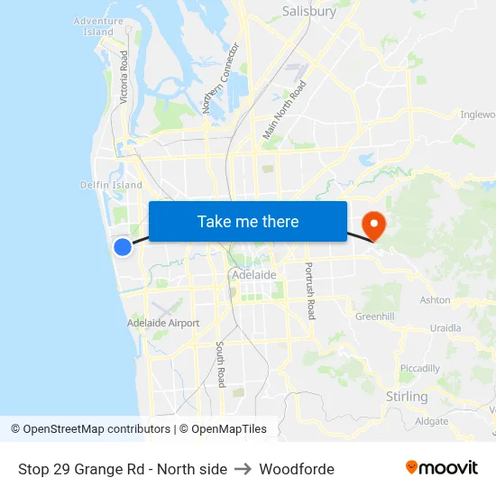 Stop 29 Grange Rd - North side to Woodforde map