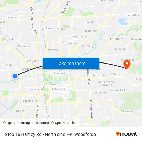 Stop 16 Hartley Rd - North side to Woodforde map