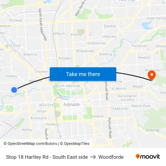 Stop 18 Hartley Rd - South East side to Woodforde map