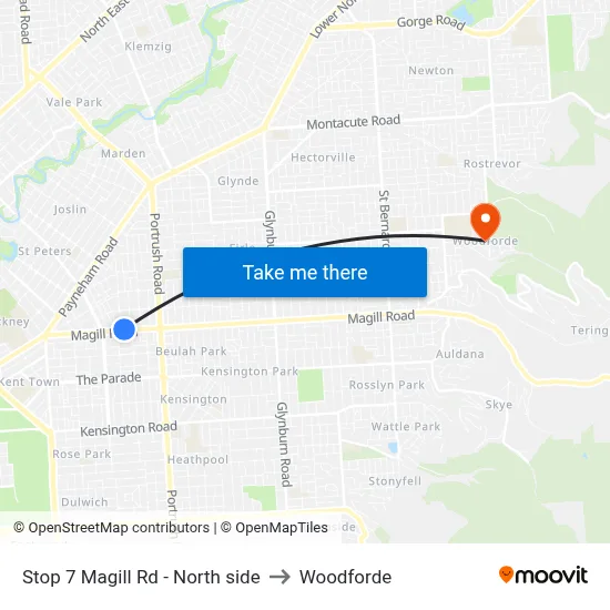 Stop 7 Magill Rd - North side to Woodforde map