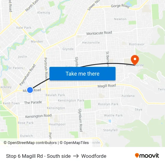 Stop 6 Magill Rd - South side to Woodforde map