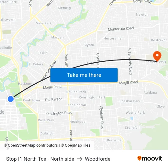 Stop I1 North Tce - North side to Woodforde map