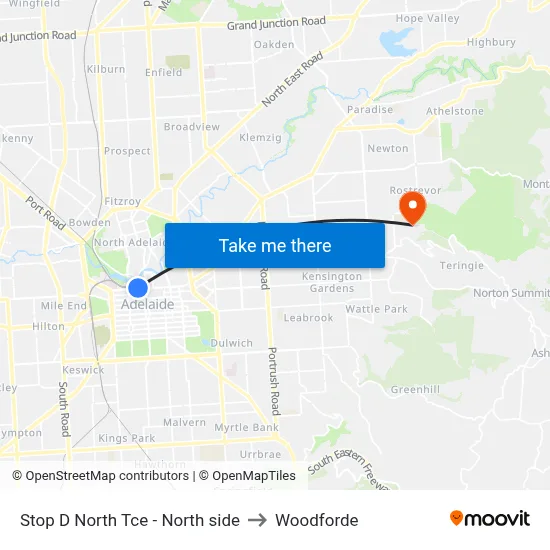 Stop D North Tce - North side to Woodforde map