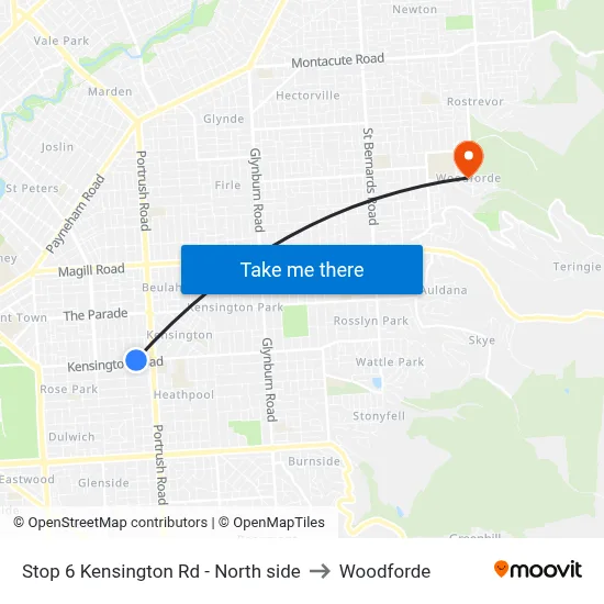 Stop 6 Kensington Rd - North side to Woodforde map
