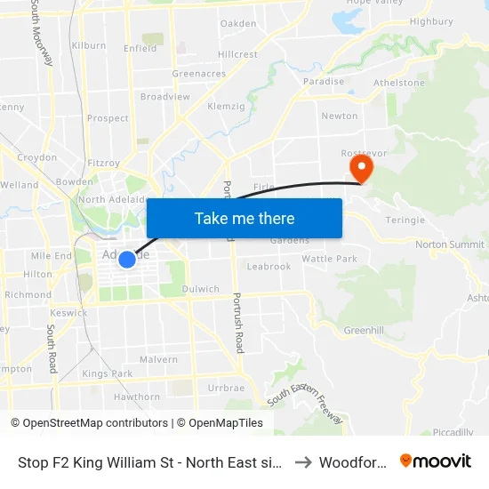 Stop F2 King William St - North East side to Woodforde map