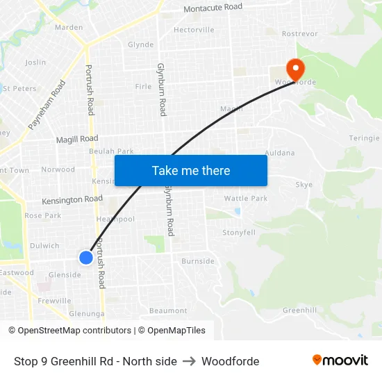 Stop 9 Greenhill Rd - North side to Woodforde map