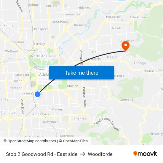 Stop 2 Goodwood Rd - East side to Woodforde map