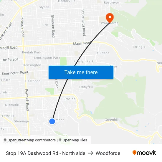 Stop 19A Dashwood Rd - North side to Woodforde map