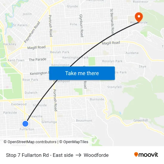 Stop 7 Fullarton Rd - East side to Woodforde map