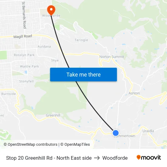 Stop 20 Greenhill Rd - North East side to Woodforde map