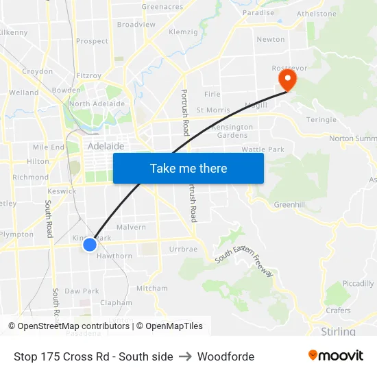 Stop 175 Cross Rd - South side to Woodforde map
