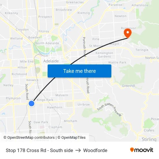 Stop 178 Cross Rd - South side to Woodforde map