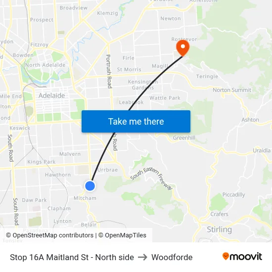 Stop 16A Maitland St - North side to Woodforde map