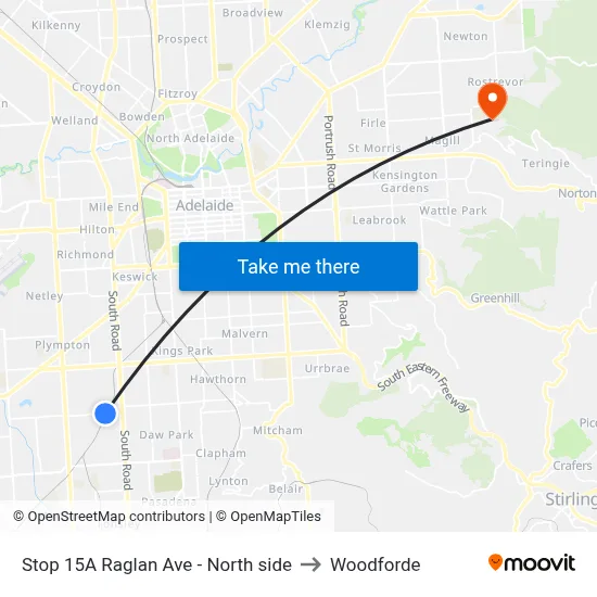 Stop 15A Raglan Ave - North side to Woodforde map