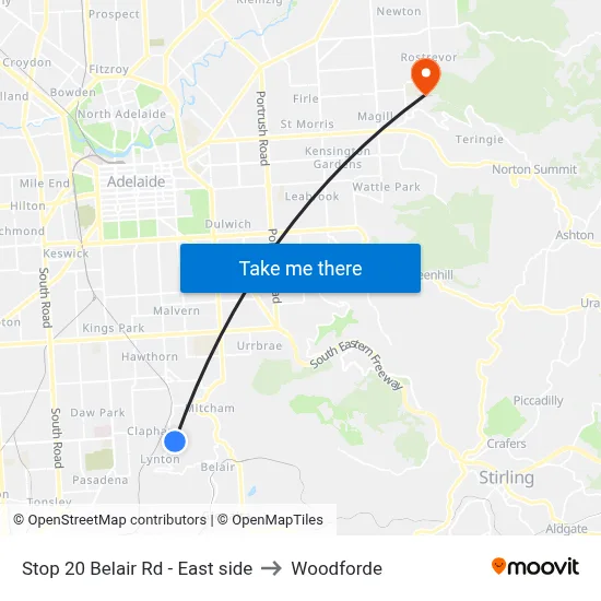 Stop 20 Belair Rd - East side to Woodforde map