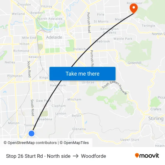 Stop 26 Sturt Rd - North side to Woodforde map