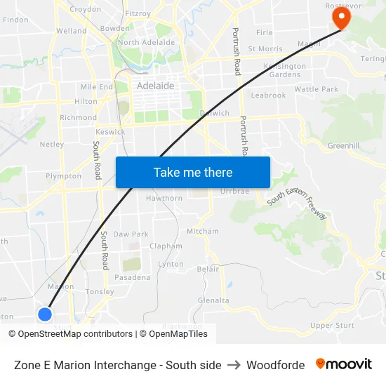 Zone E Marion Interchange - South side to Woodforde map