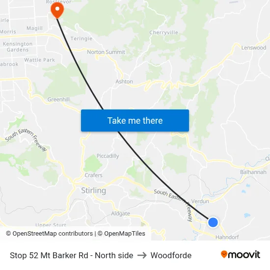 Stop 52 Mt Barker Rd - North side to Woodforde map