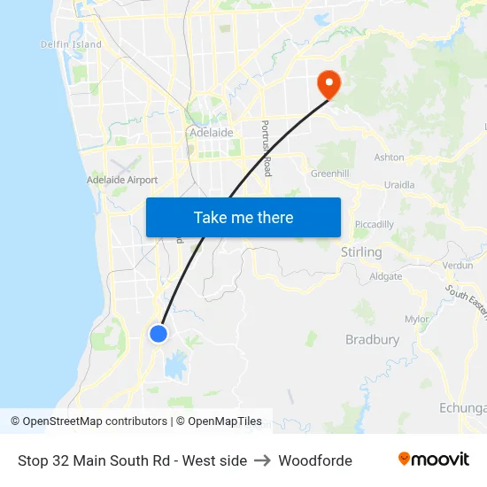 Stop 32 Main South Rd - West side to Woodforde map