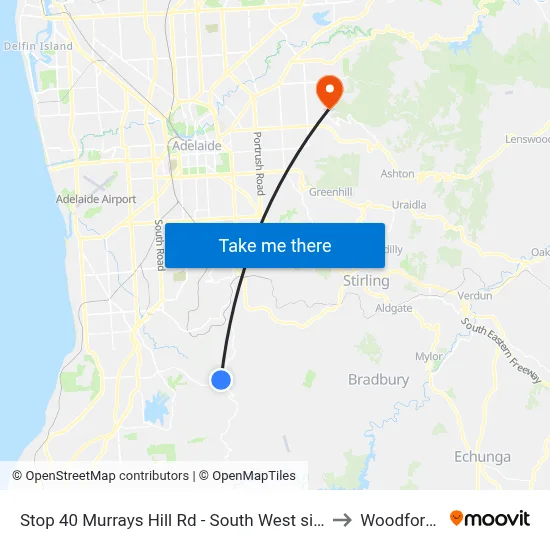 Stop 40 Murrays Hill Rd - South West side to Woodforde map