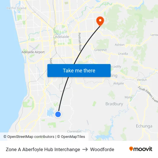 Zone A Aberfoyle Hub Interchange to Woodforde map
