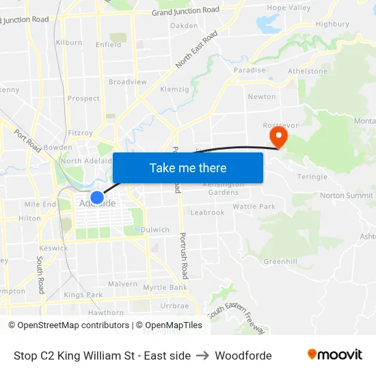 Stop C2 King William St - East side to Woodforde map
