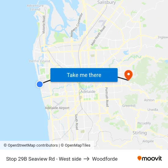 Stop 29B Seaview Rd - West side to Woodforde map