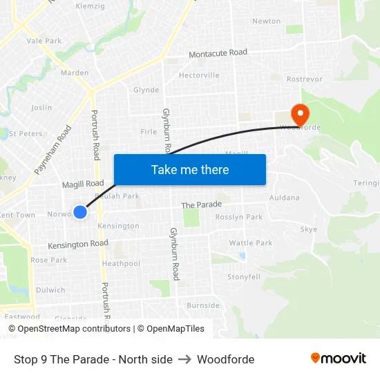 Stop 9 The Parade - North side to Woodforde map